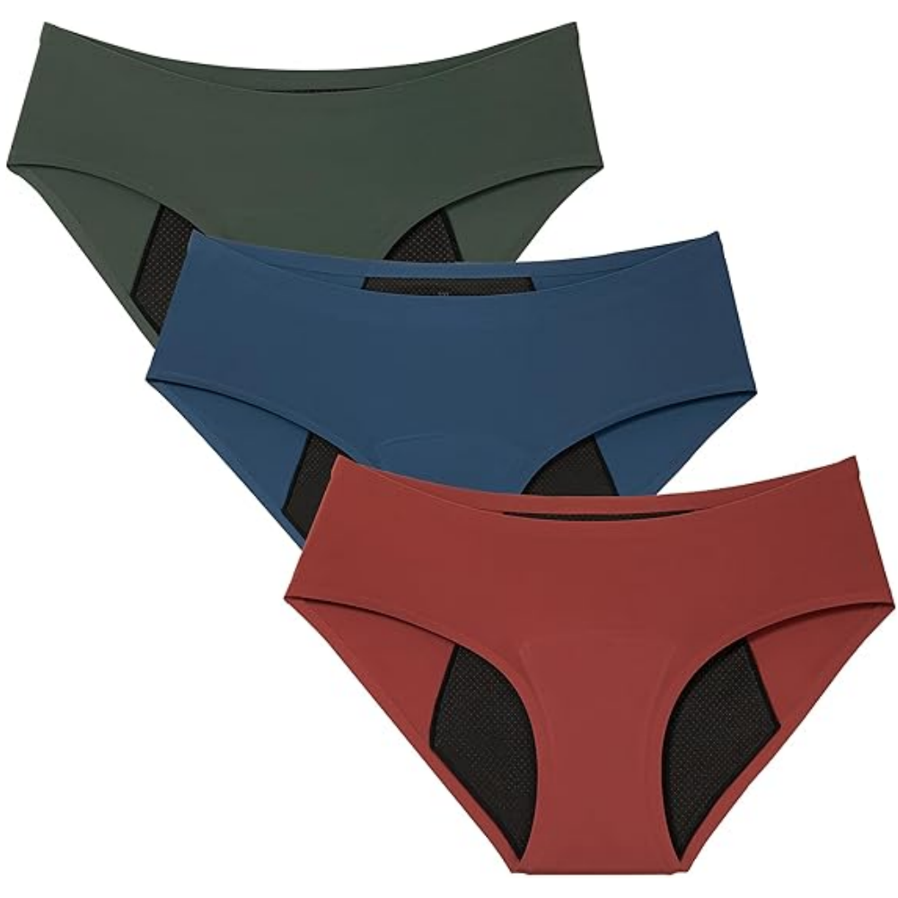 Set 3 Chiloti menstruali pentru femei, absorbtie ridicata, protectie impotriva scurgerilor si incontinentei, multicolor [1]
