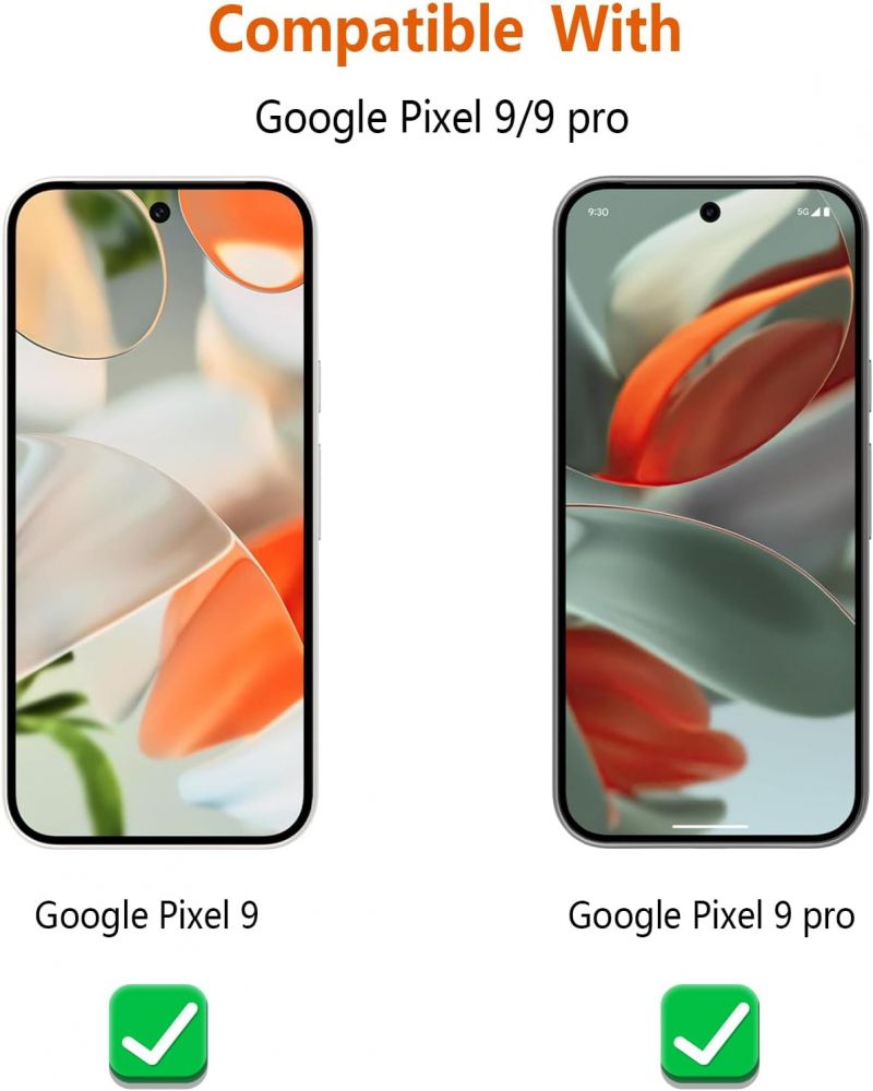Set 3 Folii de Protecție Pollachi din Sticlă Temperată pentru Google Pixel 9/Pixel 9 Pro 5G - 9H, Anti-Zgârieturi, Anti-Amprente, ZERT [2]