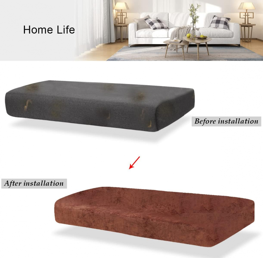 Set 3 huse de protectie pentru sezutul canapelei TIANSHU, 70 x 191 cm, catifea, maro [3]