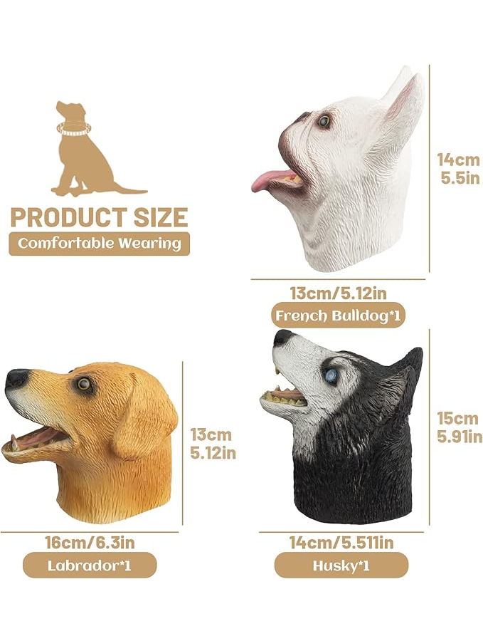 Set 3 Păpuși Mânușă Cățeluși, Labrador, Husky și Bulldog Francez, Jucării Realiste din Latex pentru Copii, Cadou Educațional și Amuzant [4]