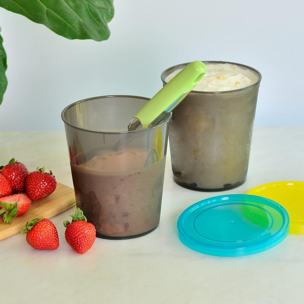 Set 3 Recipiente din Plastic pentru Inghetata Youngever, capacitate 1 l, Refolosibile, Sigure pentru Congelator [4]