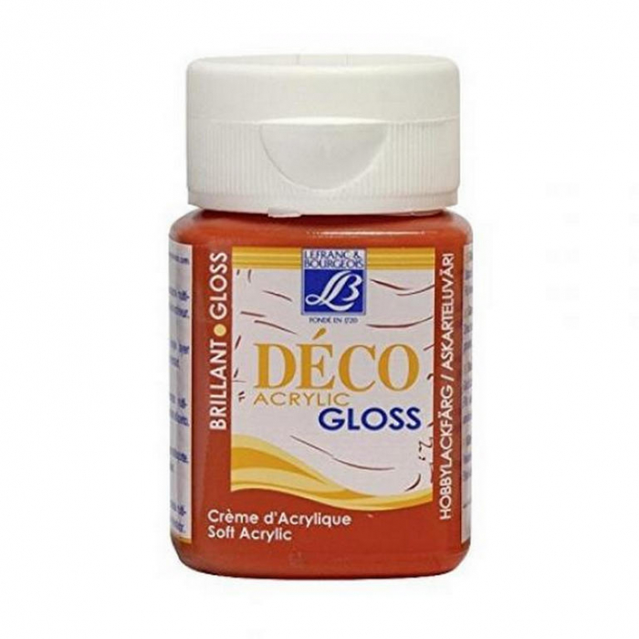 Set 4 bucati vopsea acrilica lucioasa, rezistenta la apa dupa uscare, Lefranc & Bourgeois Deco Gloss, culoare Acaju, 4 x 50 ml [2]