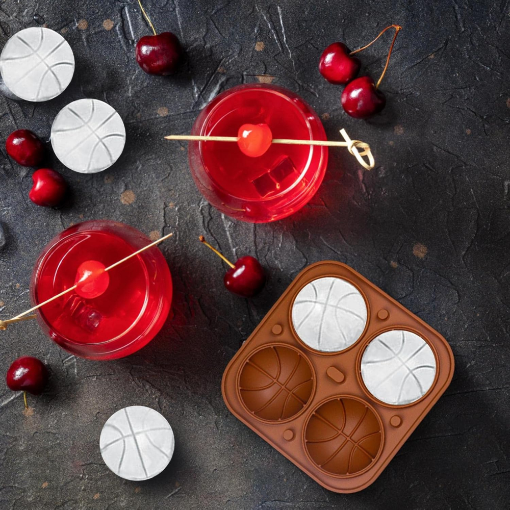 Set 4 Forme Cuburi Gheata 3D Minge Baschet, Koilox, Silicon Maro, BPA-Free, Usor de Umplut si Curatat, Pentru Whisky, Cocktail, Suc, Rezistente la Masina de Spalat Vase [7]