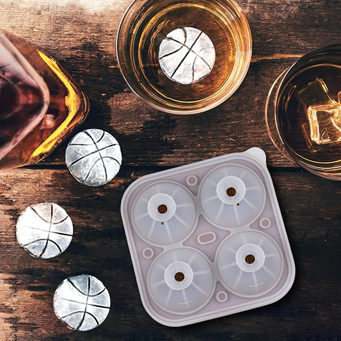 Set 4 Forme Cuburi Gheata 3D Minge Baschet, Koilox, Silicon Maro, BPA-Free, Usor de Umplut si Curatat, Pentru Whisky, Cocktail, Suc, Rezistente la Masina de Spalat Vase [8]