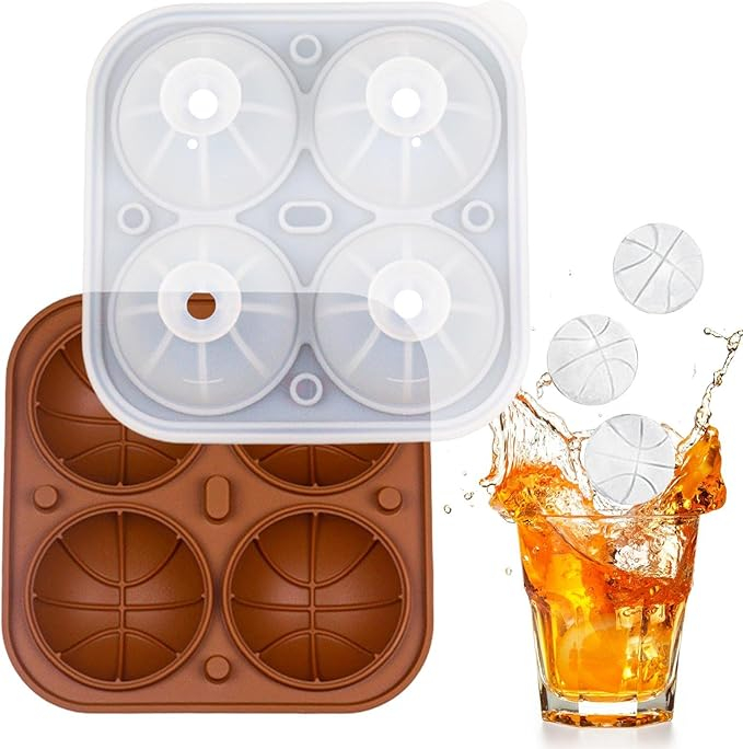 Set 4 Forme Cuburi Gheata 3D Minge Baschet, Koilox, Silicon Maro, BPA-Free, Usor de Umplut si Curatat, Pentru Whisky, Cocktail, Suc, Rezistente la Masina de Spalat Vase [1]