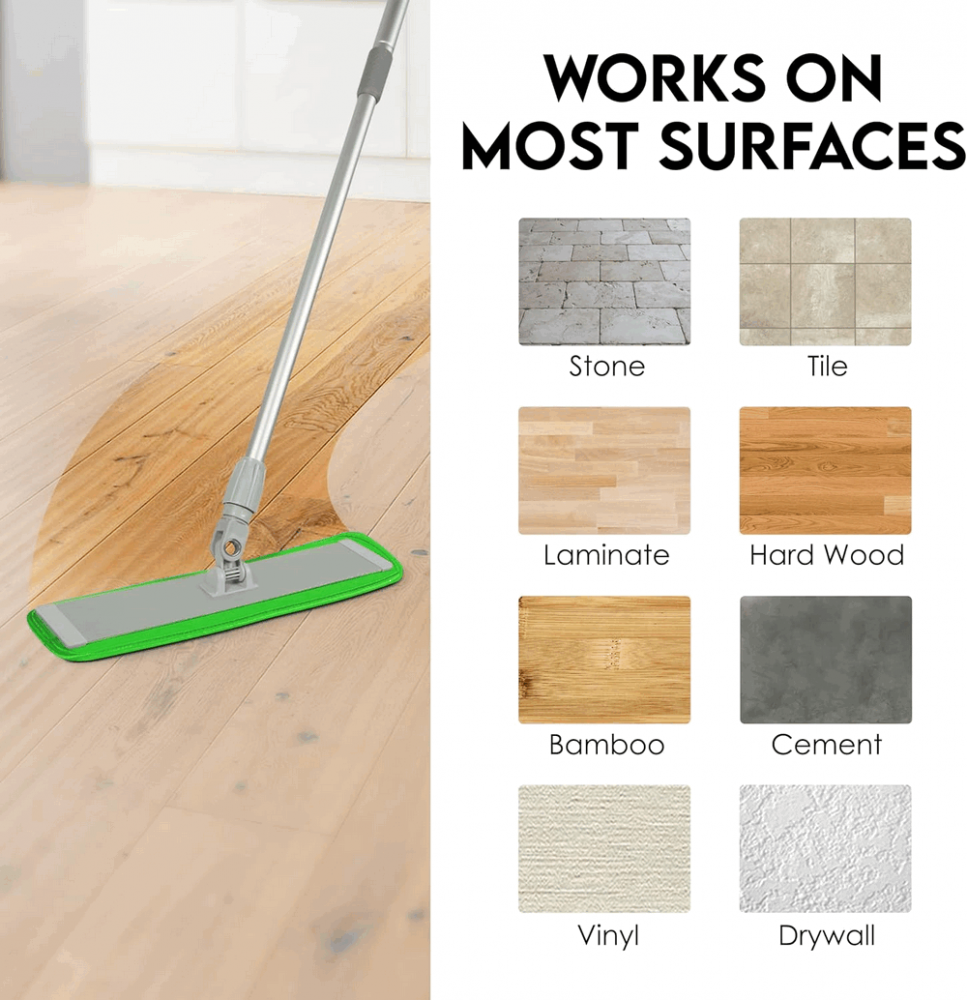 Set 4 Lavete de rezervă universale pentru mop, Microfibră, Lavabile la mașină, Potrivite pentru toate tipurile de pardoseli, 47x13 cm, verde, TurboMOPS, GP2L [4]