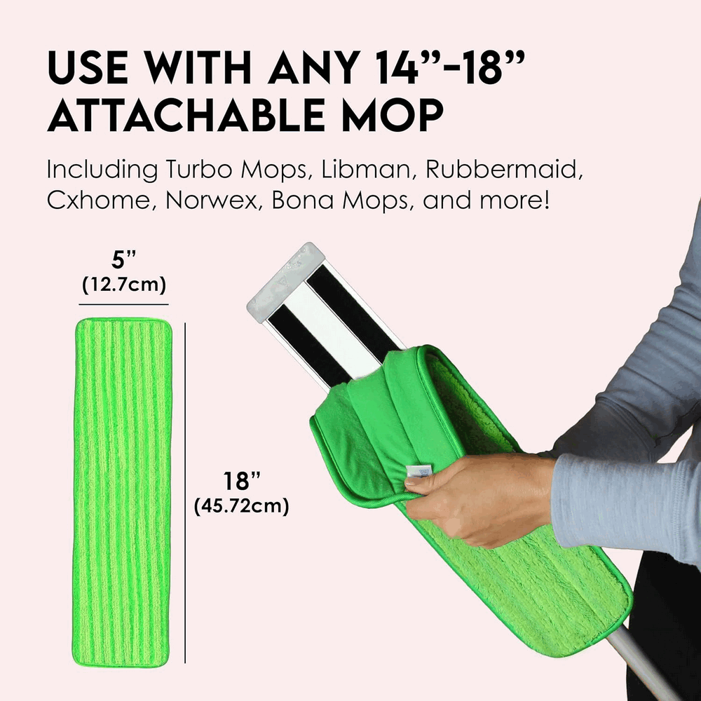 Set 4 Lavete de rezervă universale pentru mop, Microfibră, Lavabile la mașină, Potrivite pentru toate tipurile de pardoseli, 47x13 cm, verde, TurboMOPS, GP2L [8]