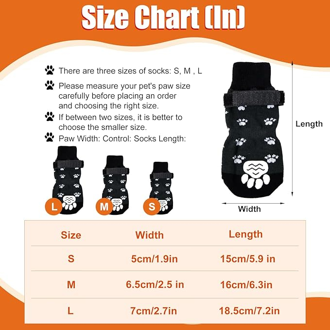 Set 4 Perechi Șosete Câini Antiderapante cu Curele Reglabile, Protecție pentru Podele, Mărimea M, 16x6,4cm, B3GF [6]