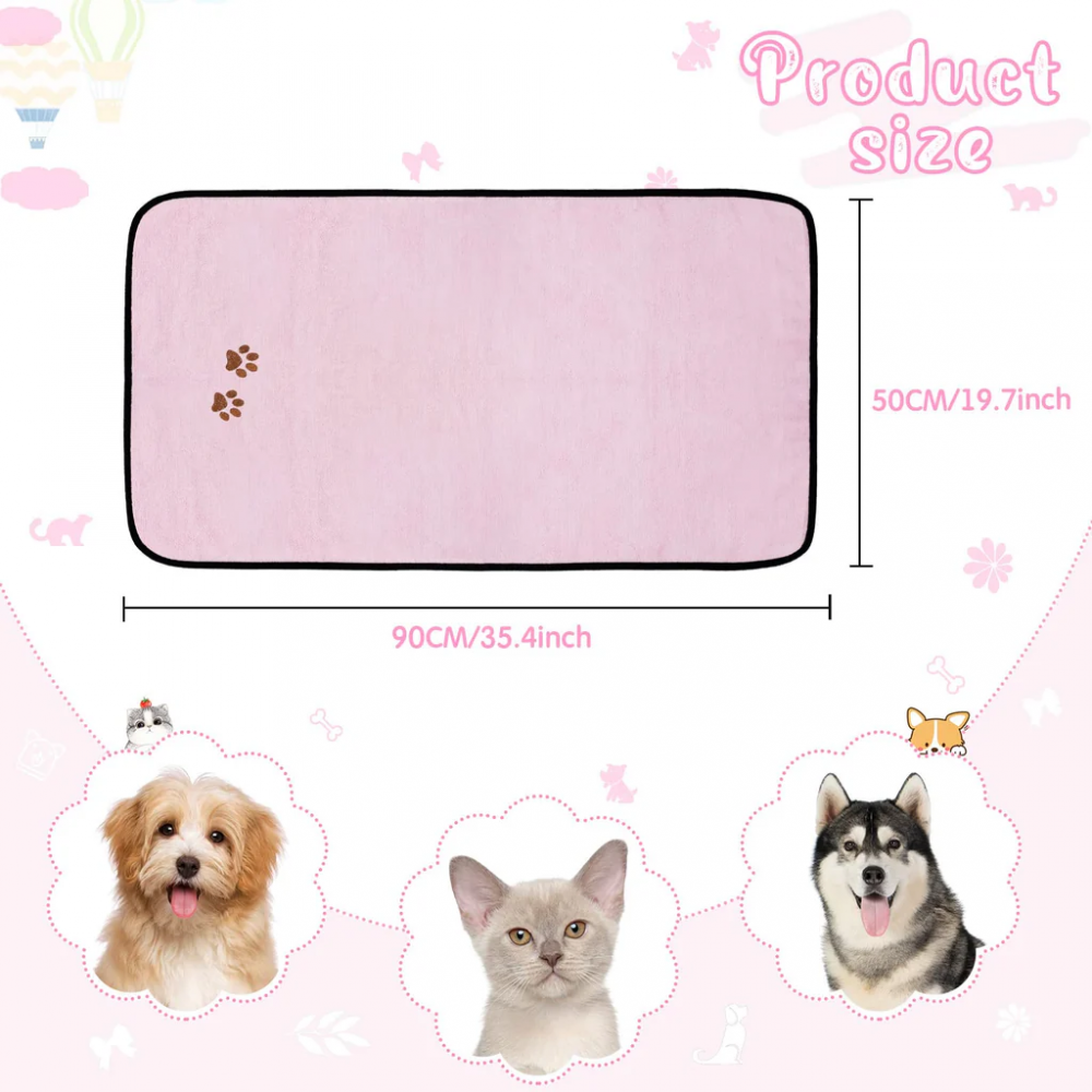 Set 4 Prosoape de baie din microfibra pentru animale de companie, caini si pisici, Roz/albastru, Irenare, 50 x 90 cm [5]