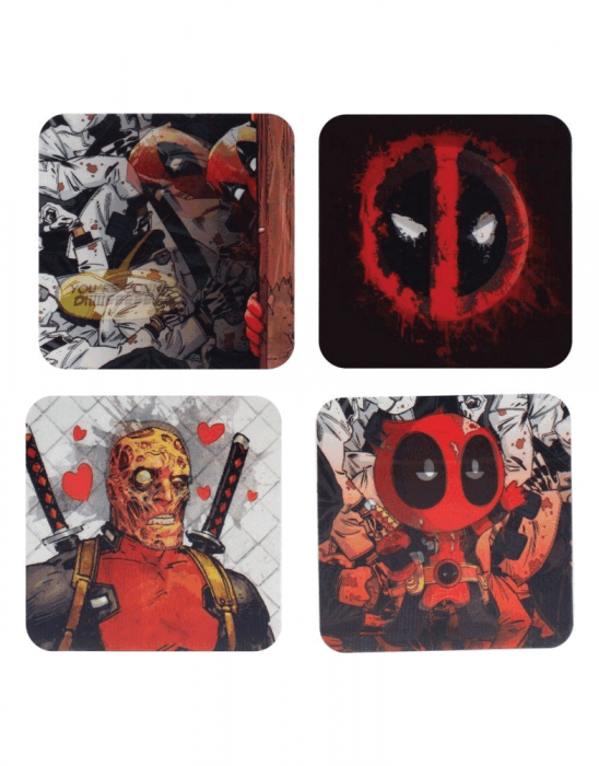 Set 4 suporturi bauturi, 3D DeadPool, Paladone, 9x9 cm, multicolor [2]