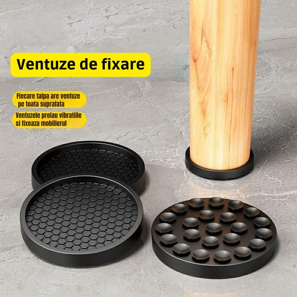 Set 4 suporturi mobilier, Ø6 cm, anti-alunecare cu ventuze, din silicon, protectie podea pentru canapea si masina de spalat [5]