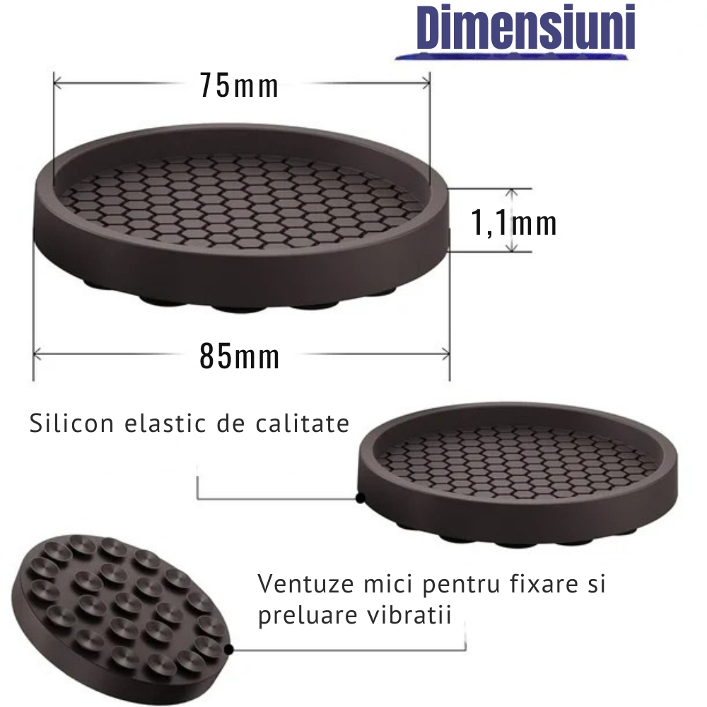 Set 4 suporturi mobilier, Ø8.5 cm, anti-alunecare cu ventuze, din silicon, protectie podea pentru canapea si masina de spalat [2]