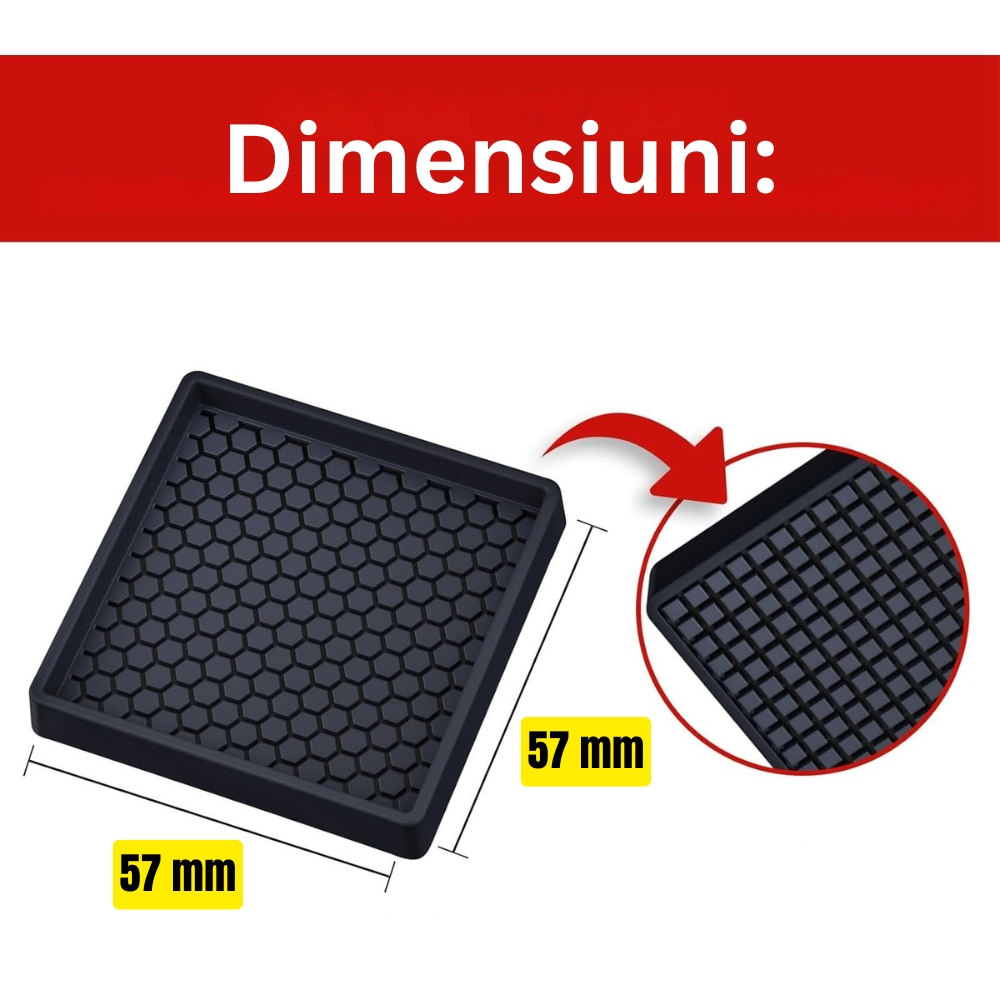 Set 4 suporturi mobilier silicon antialunecare 57x57mm protectie podea fara ventuze [3]