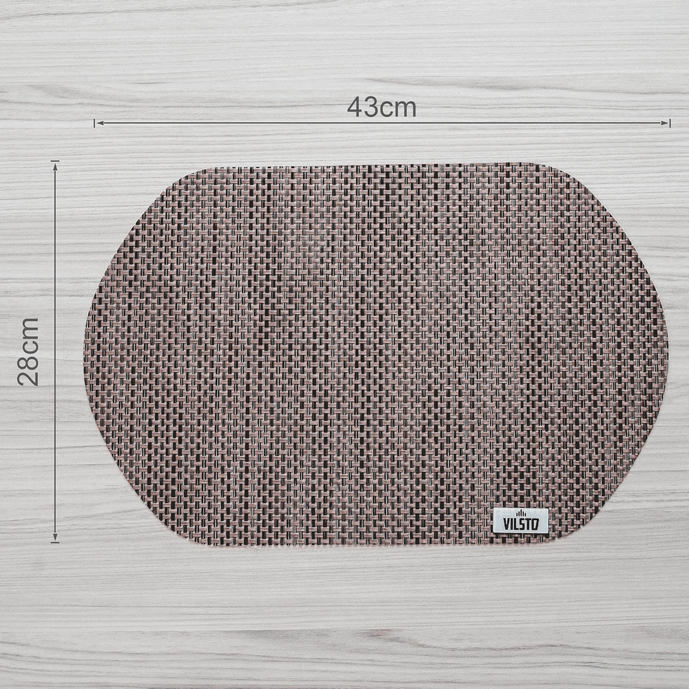 Set 4 suporturi pentru farfurie, Vilsto, 43x28 cm, PVC/Poliester, Maro [3]