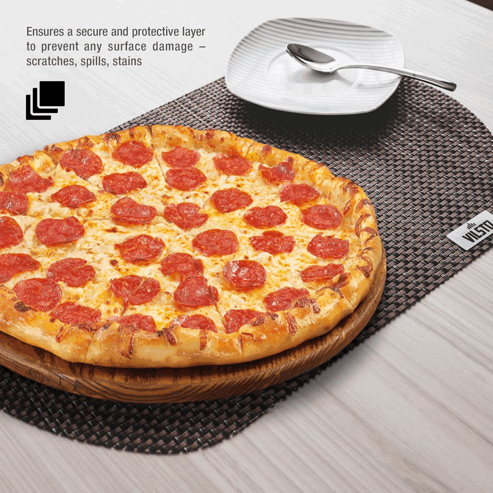 Set 4 suporturi pentru farfurie, Vilsto, 43x28 cm, PVC/Poliester, Maro [4]