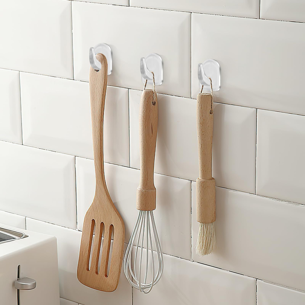 Carlige adezive transparente mici 30 x 24 mm fara gauri in pereti set 40 bucati [4]