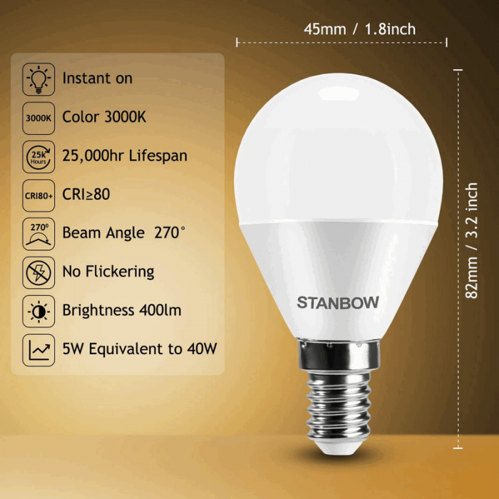 Set 5 becuri LED,  Stanbow, 5w, E14, lumina calda [3]