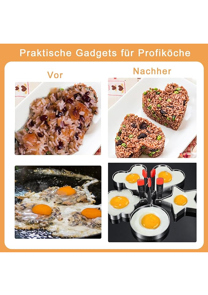 Set 5 Modele pentru Ouă Prăjite din Oțel Inoxidabil, Amabur - I2P3 [3]