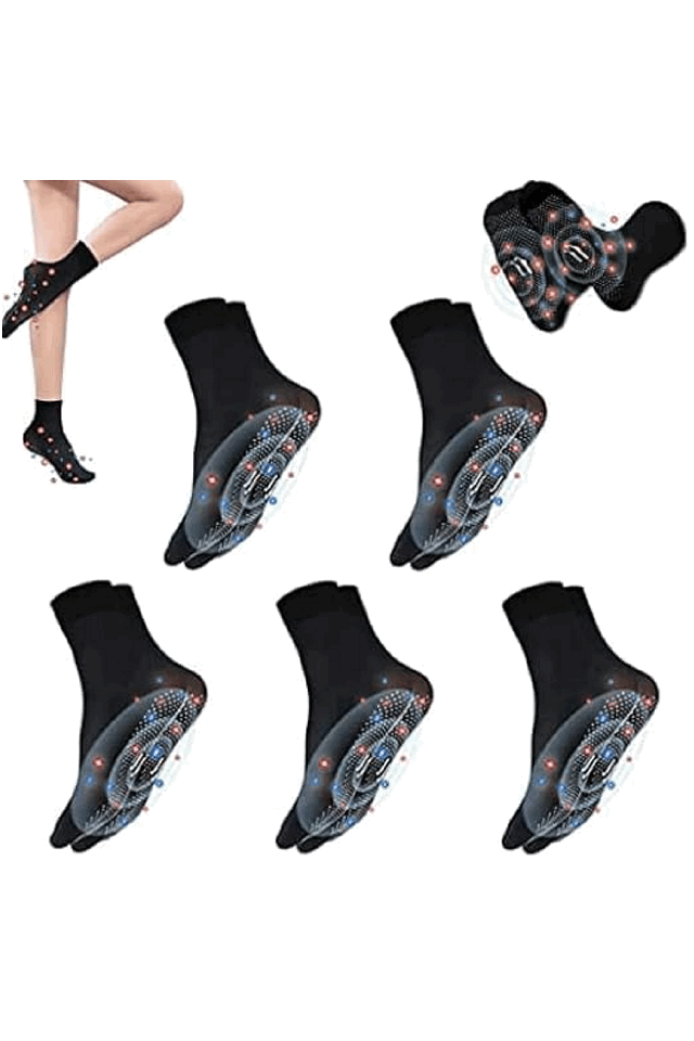 Set 5 perechi de Șosete Elastice cu Turmalină, negru, marime universala [2]
