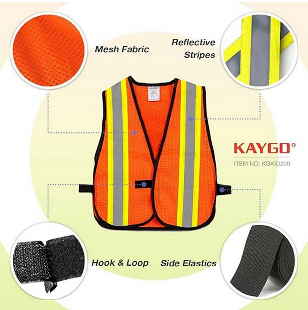 Set 5 veste reflectorizante copii KAYGO – marimea XXS, pentru varsta 6-9 ani [3]