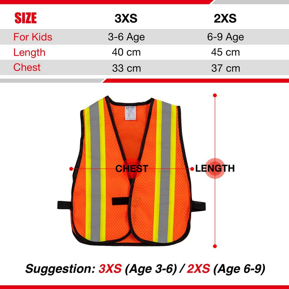 Set 5 veste reflectorizante copii KAYGO – marimea XXS, pentru varsta 6-9 ani [6]