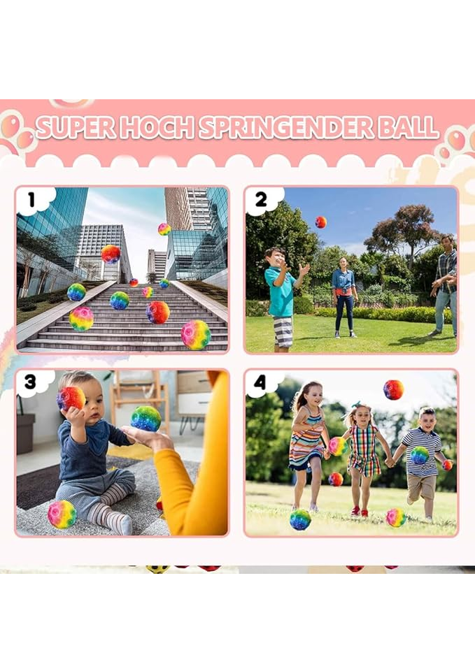 Set 6 Bile Saltarete, Bile Colorate pentru Copii, Bile Elastice pentru Jocuri și Distracție în Aer Liber [7]