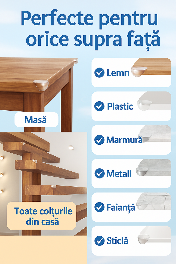 Set 6 Protecții Transparente Rotunde pentru Colțuri de Mobilier, ADLERSFELD, Siguranță pentru Bebeluși [2]