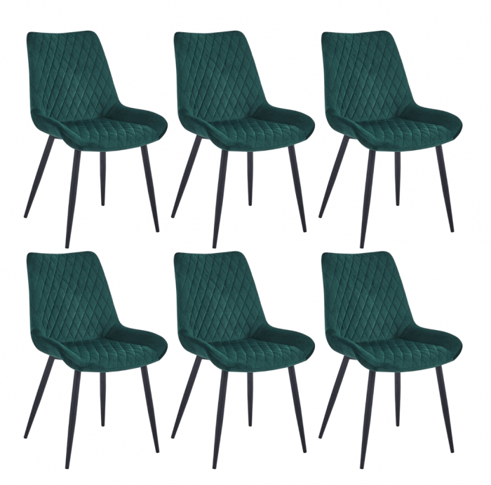 Set 6 scaune living, Adana Colenis gama lux, catifea/metal, 87x60x43 cm, Verde [6]