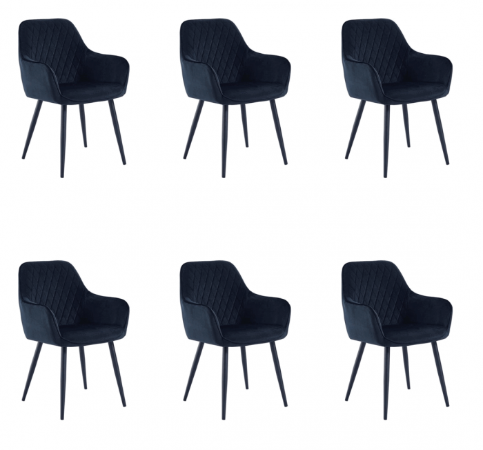 Set 6 scaune living, Beverly Colenis gama lux, catifea/metal, 85x60x45 cm, Negru [6]