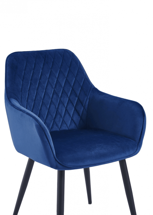 Set 6 scaune living, Beverly Colenis gama lux, catifea/metal, 85x60x45 cm, Albastru [5]