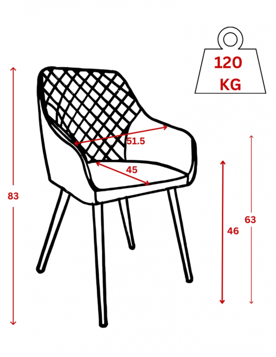 Set 6 scaune living, Beverly Colenis gama lux, catifea/metal, 85x60x45 cm, Albastru [4]