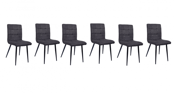Set 6 scaune living, Dani Colenis gama lux, catifea/metal, 84x42x39 cm, Antracit [2]