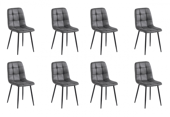 Set 6 scaune living, Ela Colenis gama lux, catifea/metal, 89x44x40 cm, Antracit [5]