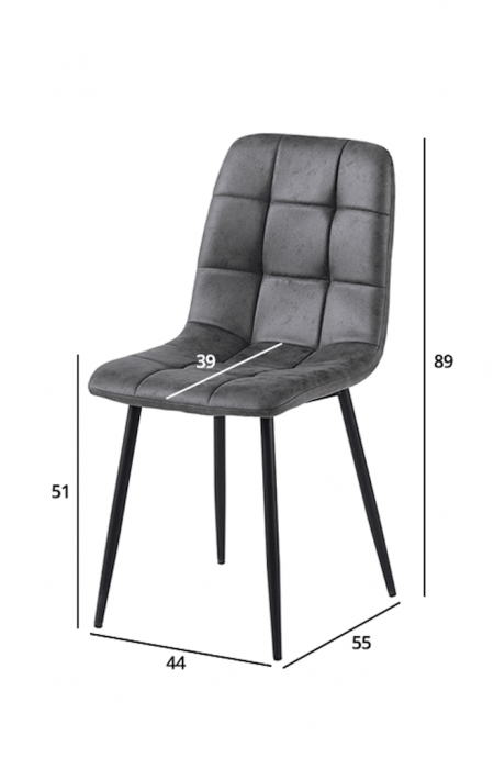 Set 6 scaune living, Ela Colenis gama lux, catifea/metal, 89x44x40 cm, Antracit [3]
