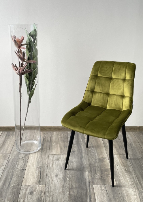 Set 6 scaune living, Mario Colenis gama lux, catifea/metal, 89x60x50 cm, Verde masliniu [2]