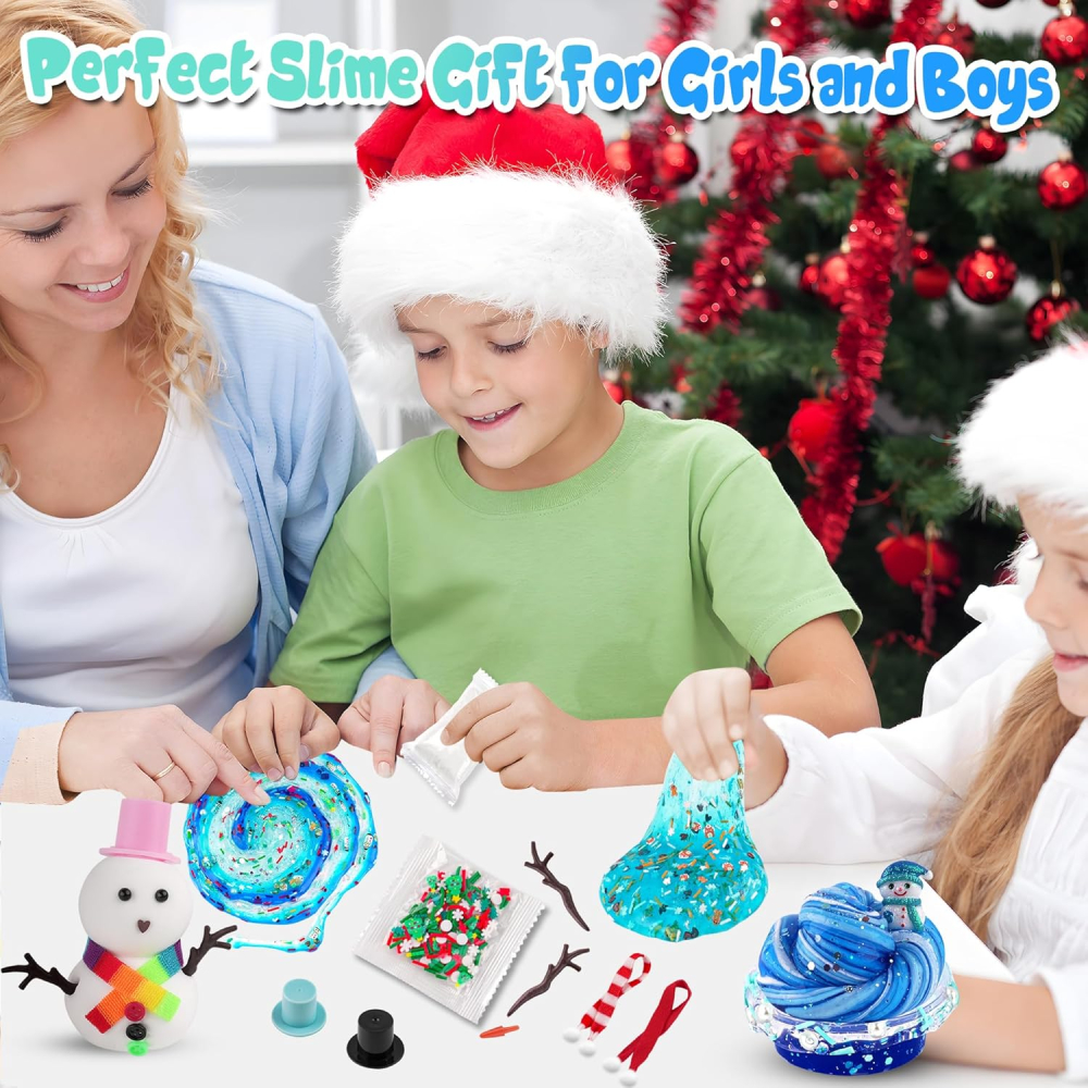 Set 6 Slime Craciun pentru copii, kit creativ DIY Om de Zapada, jucarie senzoriala distractiva [6]