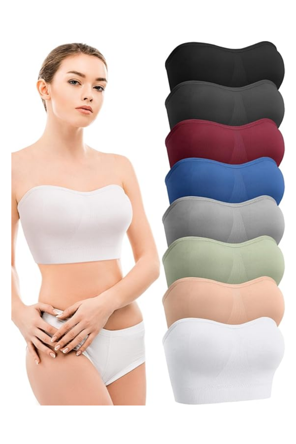 Set 8 bustiere fara bretele Geyoga pentru Femei, Cu Căptușeală și Bandă Antiderapantă, Mărimea XL, multicolor [1]