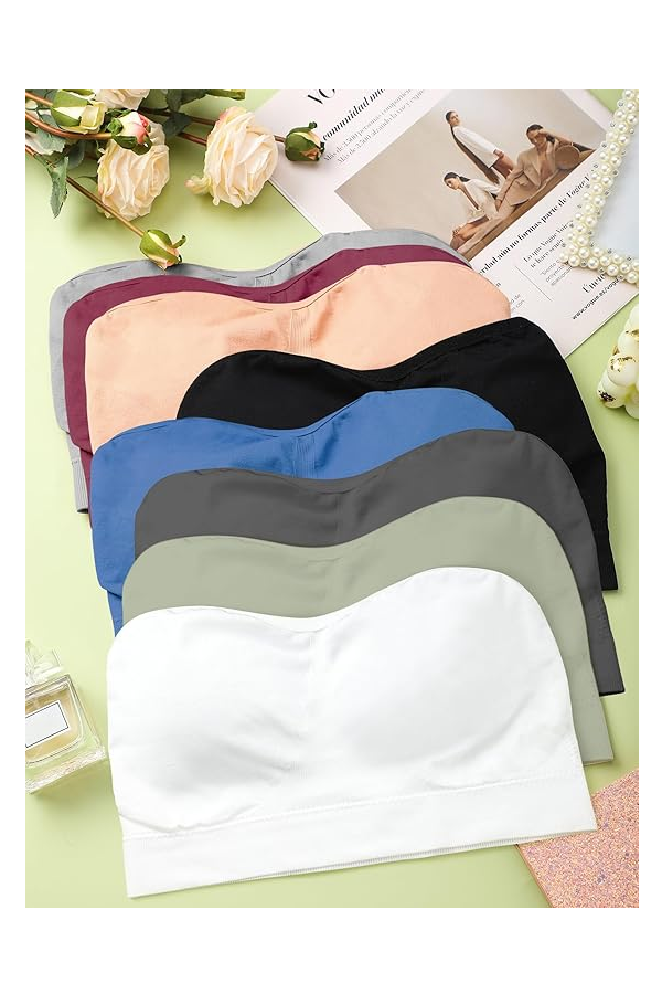 Set 8 bustiere fara bretele Geyoga pentru Femei, Cu Căptușeală și Bandă Antiderapantă, Mărimea XL, multicolor [7]