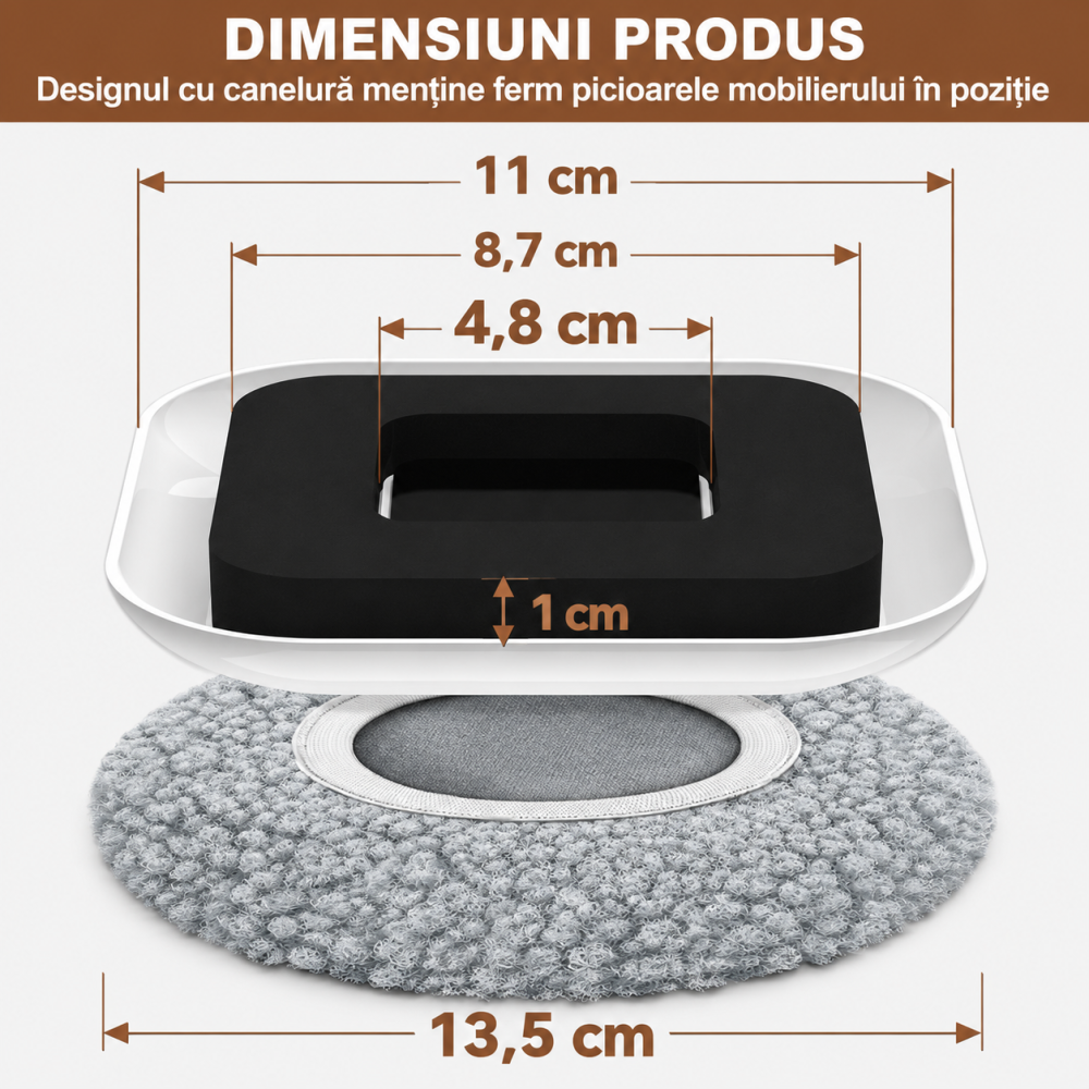 Set 8 patine glisante universale pentru mobila cu huse textile detasabile. [2]