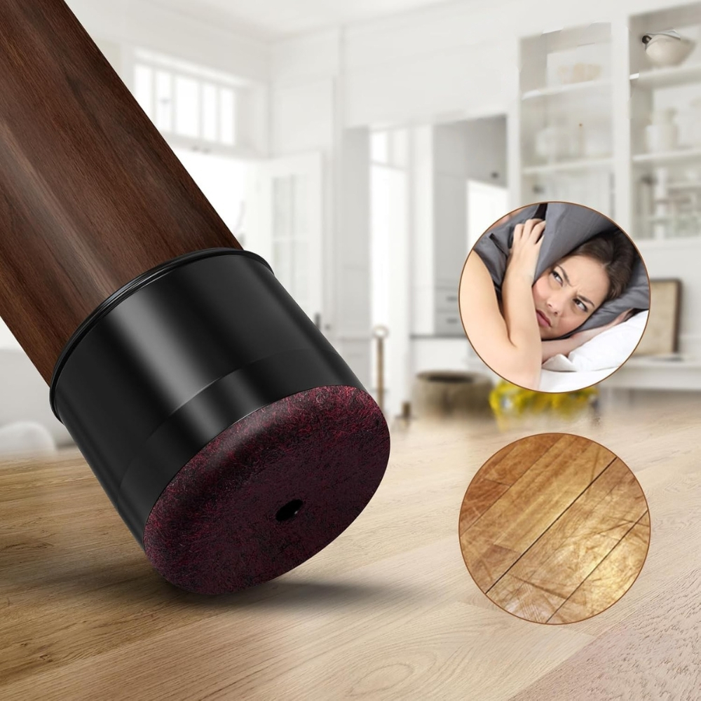 Protectii picioare scaun Ø33-37 mm silicon negru cu pasla pentru parchet [3]