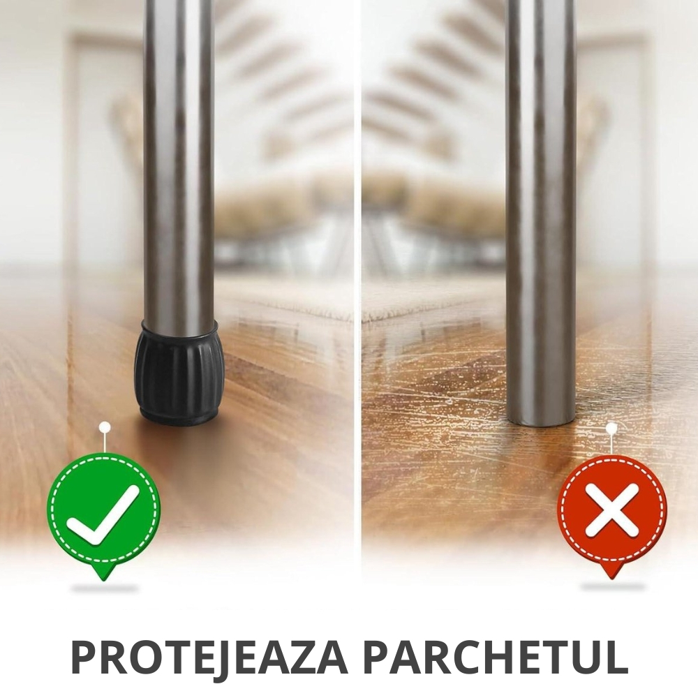 Protectii picioare scaun Ø28-32 mm silicon negru cu pasla pentru parchet [5]