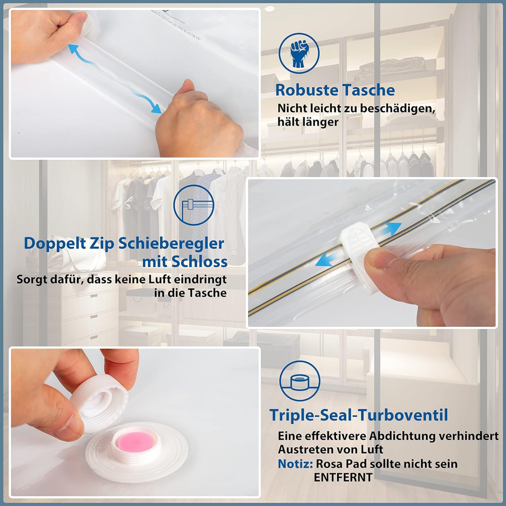 Set 8 Saci de Vidat pentru Haine, 4 Jumbo (80 x 100 cm), 4 Mari (60 x 80 cm), Armiz [6]