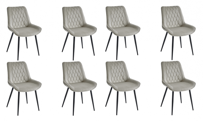 Set 8 scaune living, Adana Colenis gama lux, catifea/metal, 87x60x43 cm, Beige [6]