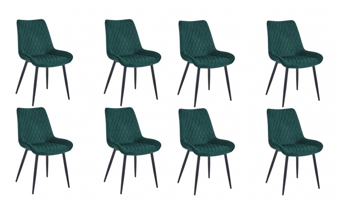Set 8 scaune living, Adana Colenis gama lux, catifea/metal, 87x60x43 cm, Verde [2]
