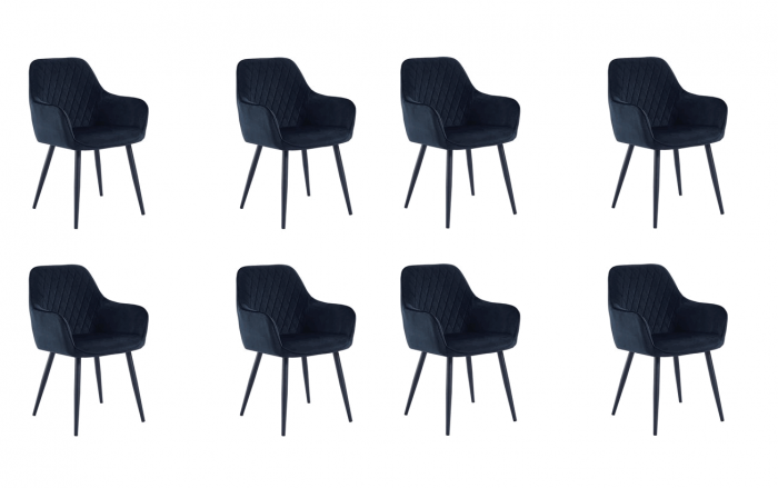Set 8 scaune living, Beverly Colenis gama lux, catifea/metal, 85x60x45 cm, Negru [2]