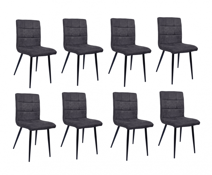 Set 8 scaune living, Dani Colenis gama lux, catifea/metal, 84x42x39 cm, Antracit [2]