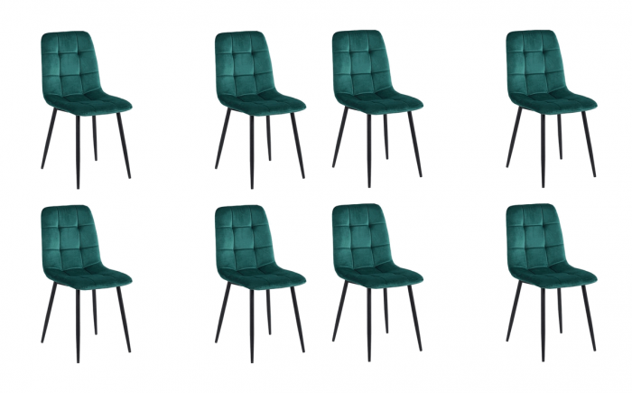 Set 8 scaune living, Ela Colenis gama lux, catifea/metal, 89x44x40 cm, Verde [7]