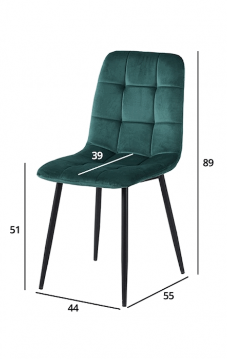 Set 8 scaune living, Ela Colenis gama lux, catifea/metal, 89x44x40 cm, Verde [3]