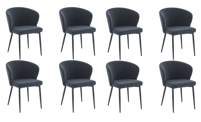 Set 8 scaune living, Kubra Colenis gama lux, stofa boucle/,metal, 83x55x44 cm, Negru [6]