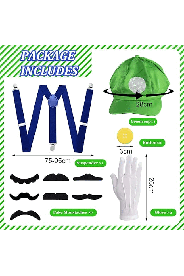 Set Accesorii Petrecere, Carnaval pentru copii, Kit Luigi Super Mario, 13 Piese, RFEJ [2]